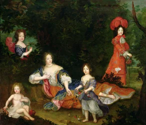 Portrait de Françoise-Athénaïs de Rochechouart-Mortemart (1641-1707) Marquise de Montespan, entourée de ses enfants légitimés